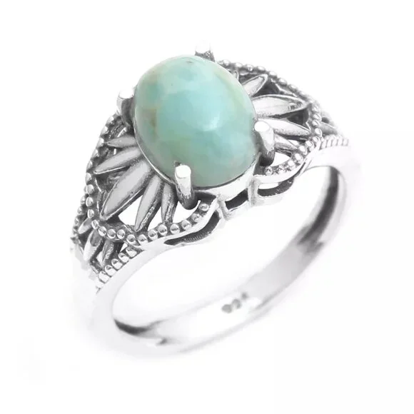 Larimar Gemstone Sterling Silver Handmade Ring SZ 6.5 - Picture 2 of 2